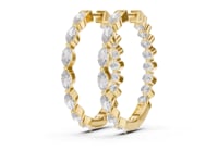 Marquise and Round Alternating Hoops - Gold