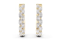 Marquise Diamond Line Hoop Earrings - Gold