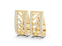 Lattice Diamond Huggie Hoops - Gold