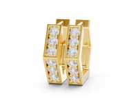 Hexagon Diamond Huggie Hoops - Gold