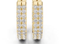 Double-Row Pave Hoop Earrings - Gold