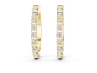 Dot and Dash Diamond Hoop Earrings - Gold