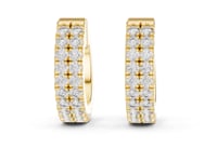 Chunky Double-Row Pave Hoop Earrings - Gold
