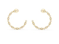 Bezel Dot Open Hoop Earrings - Gold