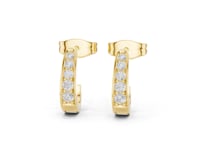 Petite Pave Huggie Hoops - Gold