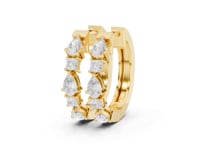 Pear & Princess-Cut Huggie Hoops - Gold