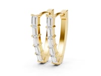 Baguette Bar-Set Hoops - Gold