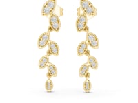 Pave Leaf Vine Drop Earrings - Gold