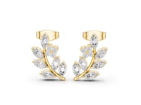 Marquise Leaf Spray Climber Studs - Gold