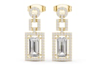 Baguette Illusion Frame Drop Earrings - Gold