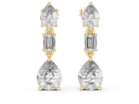 Pear and Emerald Trio Drops - Gold