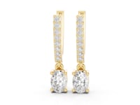 Pave Bar Oval Drops - Gold