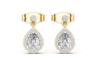 Pear Halo Teardrop Drops - Gold