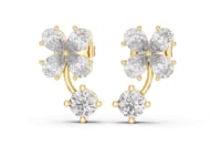 Pear Clover Drop Studs - Gold
