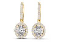 Oval Halo Pave Drops - Gold