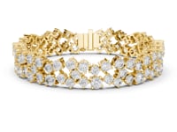 Two-Row Scatter Cluster Tennis Bracelet - Gold