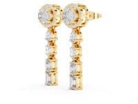 Oval Halo Mixed-Cut Station Drops - Gold