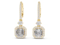 Asscher Halo Drops - Gold