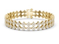 Wide Lattice Cluster Tennis Bracelet - Gold
