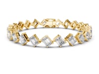 Staggered Emerald and Radiant Tennis Bracelet - Gold