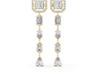 Cushion Halo Mixed-Cut Cascade Drops - Gold