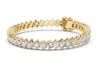 Slanted Emerald Tennis Bracelet - Gold