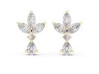 Marquise Fan and Pear Drop Studs - Gold