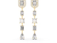 Emerald Halo Mixed-Cut Line Drops - Gold