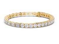 Petite Round and Emerald Tennis Bracelet - Gold