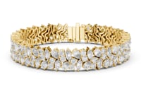 Two-Row Marquise and Pear Cluster Tennis Bracelet - Gold