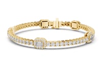 Emerald Halo Station Tennis Bracelet - Gold