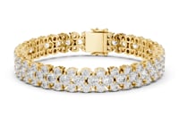Round Cluster Tennis Bracelet - Gold