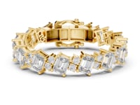 East-West Emerald and Round Tennis Bracelet - Gold