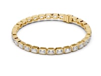 Bezel East-West Emerald Tennis Bracelet - Gold