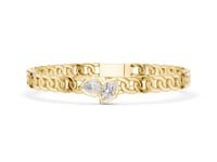 Pear and Oval Accent Curb Chain Bracelet - Gold