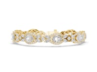 Vintage Oval Marquise Halo Link Bracelet - Gold