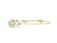 Oval, Pear and Baguette Cluster Chain Bracelet with Emerald-Cut Station - Gold
