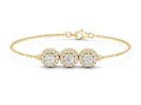 Round Halo Trio Chain Bracelet - Gold