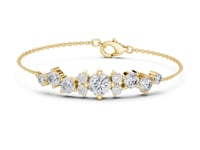 Graduated Cluster Bar Chain Bracelet - Gold