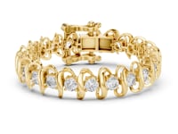 Bold S-Scroll Round Link Bracelet - Gold