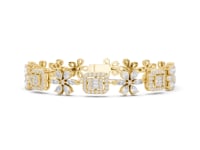 Floral Pear Halo Station Bracelet - Gold