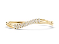 S-Curve Wave Round Bangle - Gold