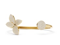 Pave Blossom Open Cuff Bracelet - Gold
