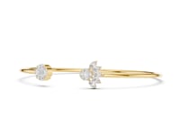 Marquise and Princess Cluster Open Cuff Bracelet - Gold