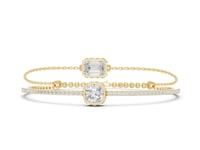 Emerald and Cushion Cluster Pave Bangle - Gold