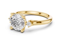 Round Accent Three Stone Engagement Ring - Gold