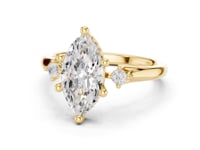 Marquise Round Accent Three Stone Engagement Ring - Gold