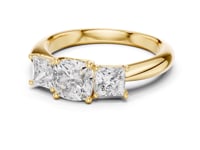 Cushion Princess Side Three Stone Engagement Ring - Gold