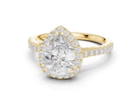 Pear Scalloped Gallery Halo Pave Engagement Ring - Gold