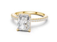 Radiant Slim Hidden Halo Pave Engagement Ring - Gold